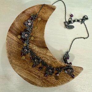 ✨ Liz Palacios San Francisco Floral Crystal Necklace Purple Vintage Style ✨